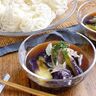 冷たいなすのつけ汁そうめん
