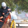 震災備えた実践訓練　消防団員が奮闘