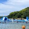 【7/16～】福山市の海水浴場「クレセントビーチ」の今年の営業がスタート！海上には楽しい巨大アスレチックも