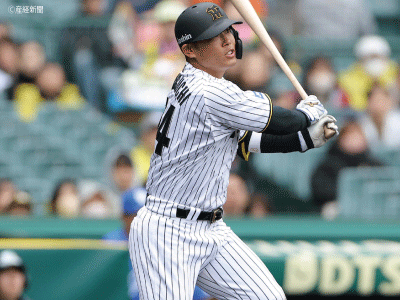 代打の一振りで阪神7点の猛攻を牽引する2点適時打！佐藤輝明