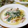 ほうれん草とベーコンのクリームスープパスタ