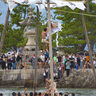 世界遺産・厳島神社の海中で宝珠を奪い合う伝統行事「玉取祭」が開催されました