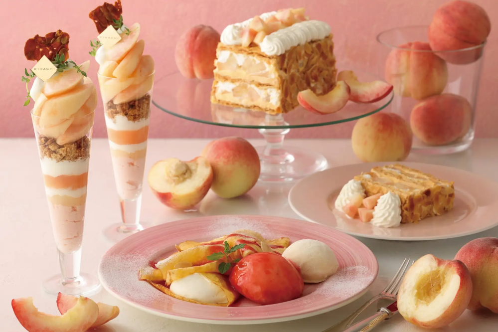  cafe shanghai限定　ピーチケーキ キハチ カフェ】旬の白桃を大満喫できる「ピーチスイーツフェア」開催