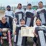 県の研修大会で優勝　東名中女子ソフトテニス